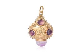 AN AMETHYST SET PENDANT