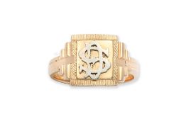 A MONOGRAMMED SIGNET RING