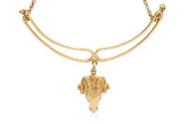 A YELLOW GOLD 'RAM' NECKLACE
