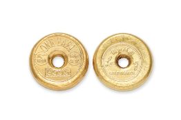 A PAIR OF HIGH KARAT GOLD 'TAEL' DISCS