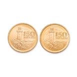 A PAIR OF SINGAPORE $150 GOLD COINS