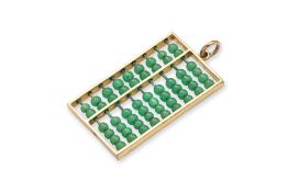 A GREEN STONE 'ABACUS' PENDANT