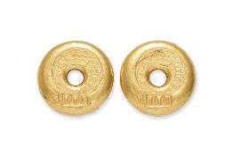 A PAIR OF HIGH KARAT GOLD 'TAEL' DISCS