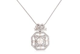 AN AKOYA CULTURED PEARL AND DIAMOND PENDANT ON CHAIN