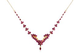 A RUBY 'CLUSTER' NECKLACE