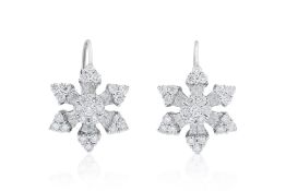 A PAIR OF DIAMOND FLORAL 'CLUSTER' EARRINGS