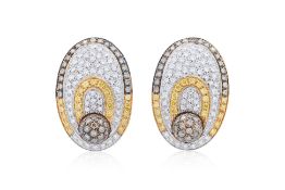 A PAIR OF MULTI COLOUR DIAMOND EARRINGS