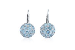 A PAIR OF BLUE TOPAZ 'DOME' HOOP EARRINGS