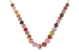 A MULTI-COLOURED GEMSTONE NECKLACE