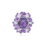 AN AMETHYST AND DIAMOND RING