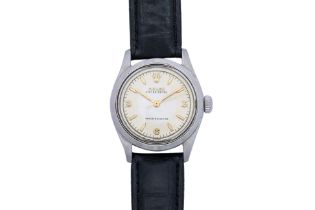 ROLEX - A STAINLESS STEEL 'OYSTER ROYAL' MANUAL WINDING WRISTWATCH
