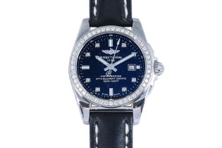 BREITLING - A STAINLESS STEEL AND DIAMOND 'GALACTIC 29 SLEEK' QUARTZ WRISTWATCH [FULL SET]