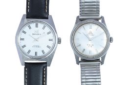 SHANGHAI - A PAIR OF STAINLESS STEEL MANUAL WINDING WRISTWATCHES