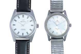 SHANGHAI - A PAIR OF STAINLESS STEEL MANUAL WINDING WRISTWATCHES