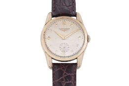 LONGINES - A GOLD-PLATED MANUAL WINDING WRISTWATCH