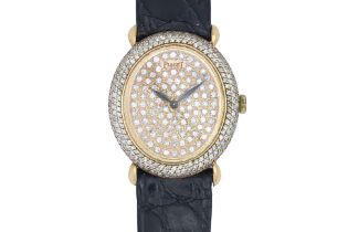 PIAGET - AN 18K YELLOW GOLD DIAMOND-SET MANUAL WINDING LADIES WRISTWATCH