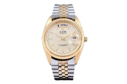 RICOH - A GOLD-PLATED 'PRESIDENT DYNAMIC WIDE' AUTOMATIC WRISTWATCH