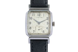 HAMILTON - A STAINLESS STEEL 'RAYMON' MANUAL WINDING WRISTWATCH [WITH ORIGINAL BOX]