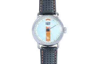 FERRO & CO - A LIMITED EDITION STAINLESS STEEL 'DISTINCT 3' SINGLE HAND WRISTWATCH [FULL SET]