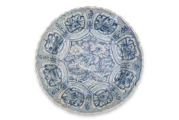 A BLUE AND WHITE SWATOW KRAAK-STYLE DISH