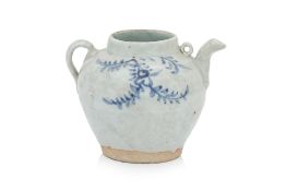 A SMALL BLUE AND WHITE PORCELAIN EWER