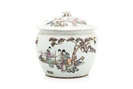 A FAMILLE ROSE PORCELAIN JAR AND COVER