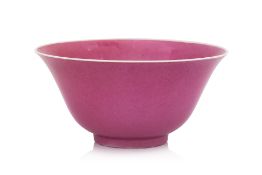 A MONOCHROME RUBY-GROUND PORCELAIN BOWL