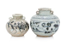 TWO BLUE AND WHITE PORCELAIN JARLETS