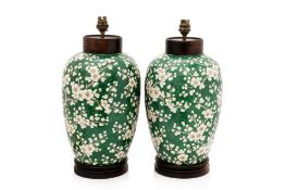 A PAIR OF FAMILLE VERTE PLUM BLOSSOM VASES