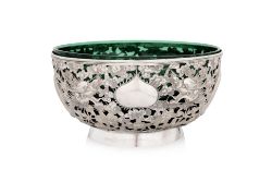 A LARGE CHINESE EXPORT SILVER DRAGON BOWL