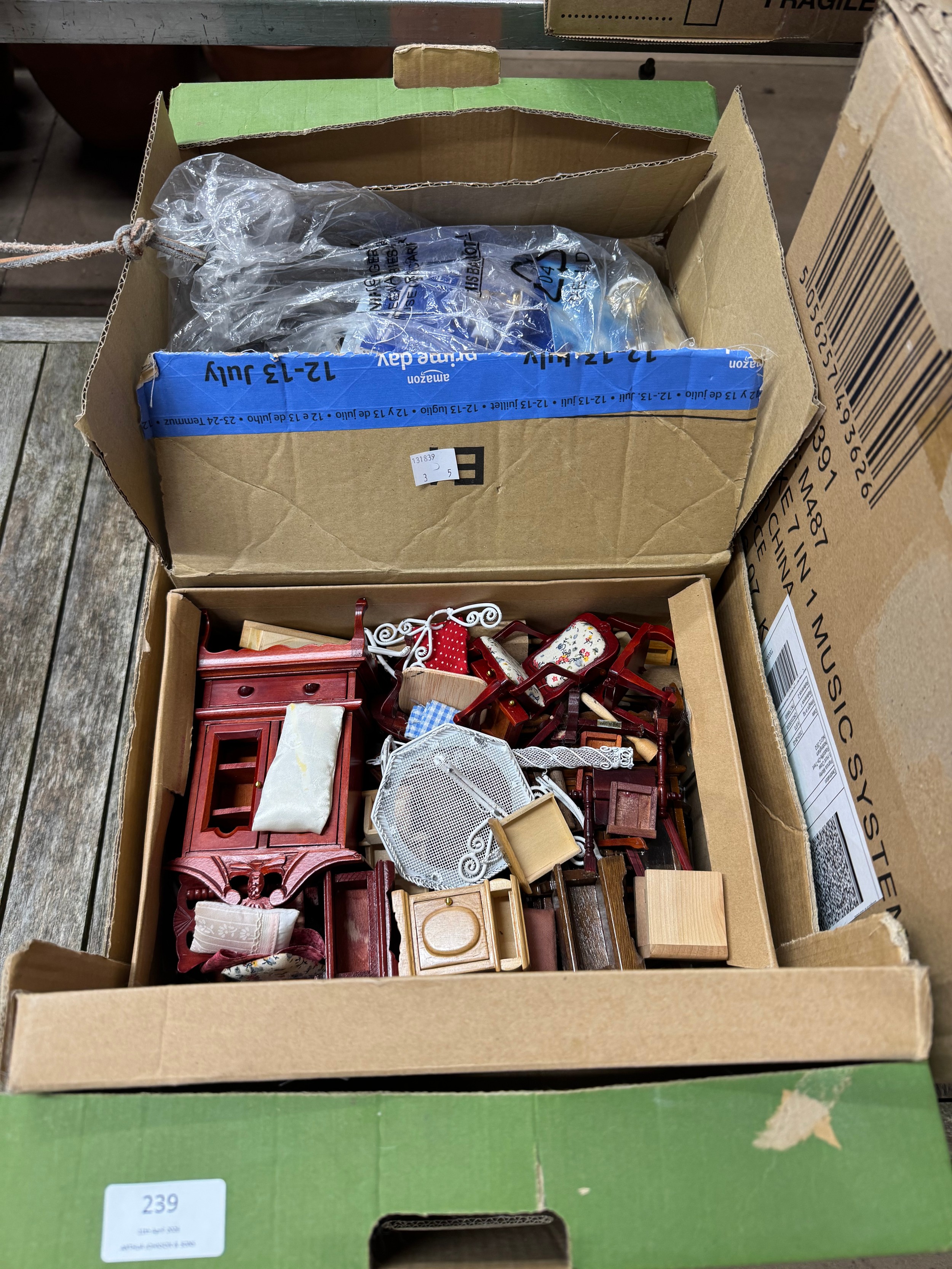 Five boxes of assorted dolls house furniture - Image 2 of 2