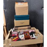Five boxes of assorted dolls house furniture