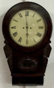 A Victorian mahogany double fusee drop dial wall clock