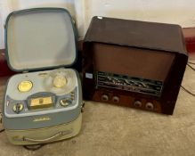 A vintage Grundig TK20 record player and a Marconiphone radio