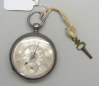 An American Watch Co. Waltham silver open face pocket watch, silvered dial, movement number