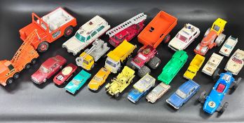 A collection of Die-Cast model vehicles including, Dinky, Corgi, Matchbox, Merryweather by Lesney,