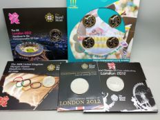 Coins - a collection of Royal Mint Olympic Games and Commonwealth Games, two £2 coins, two £5 coins,