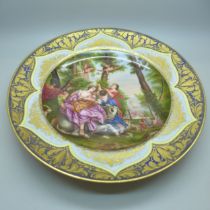 A Vienna porcelain cabinet plate, hand painted figural scene signed Jager to bottom corner, with