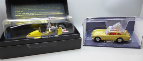 Two James Bond 007 model vehicles, Aston Martin DB5 and Gyrocopter 'Little Nellie', both boxed (