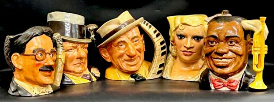Five Royal Doulton large character jugs from the Celebrity Collection, to include Louis Armstrong
