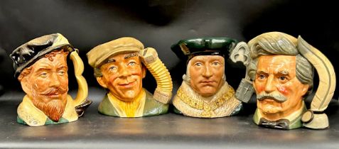Four large Royal Doulton character jugs to include Sir Thomas More D6792, The Busker D6775,