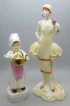 Polly Put The Kettle On Royal Worcester figurine and Royal Worcester "Kitty" figurine