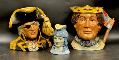 Three Royal Doulton character jugs to include a special edition jug of the year Vice-Admiral Lord