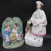 Two 19th century Staffordshire pottery flatback figures, 32.5cm h