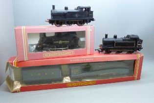 Four Hornby OO gauge railway engines, two boxed