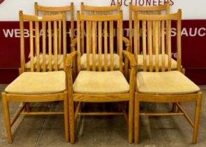 A set of six Ercol Blonde ash Penn chairs