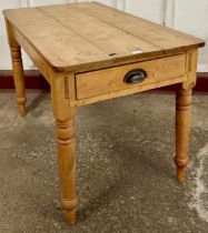 A Victorian pine two drawer pantry table