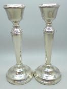 A pair of silver candlesticks, Birmingham, 1978, marked 'filled', 229g total weight, 15.5cm