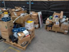 Three pallets of assorted auto parts and related items.