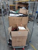 A quantity of assorted cables, conference call products and HP phones (Cage not included).